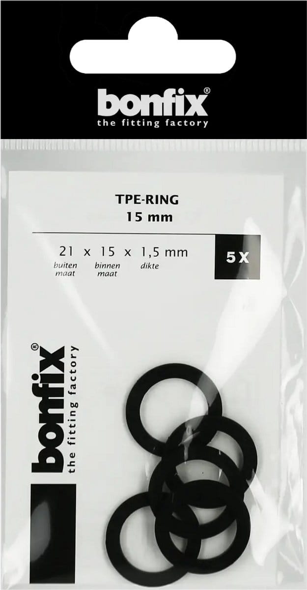 Bonfix TPE-ring 15 mm (21 x 15 x 1,5 mm) 5 stuks