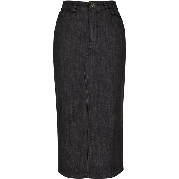 Urban Classics - Midi Denim Rok - Taille, 28 inch - Zwart