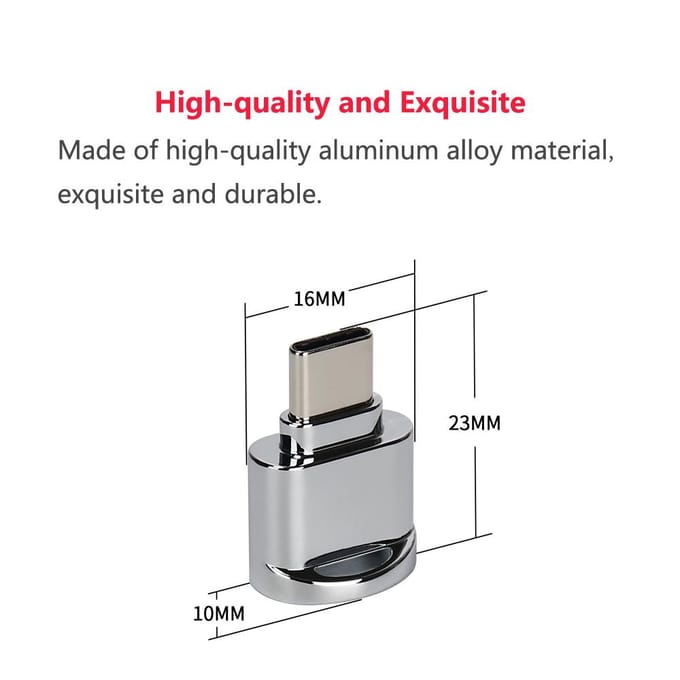 USB Type C Kaartlezer Aluminiumlegering TF Flash Geheugenkaartlezer OTG Adapter voor MacBook Windows blue