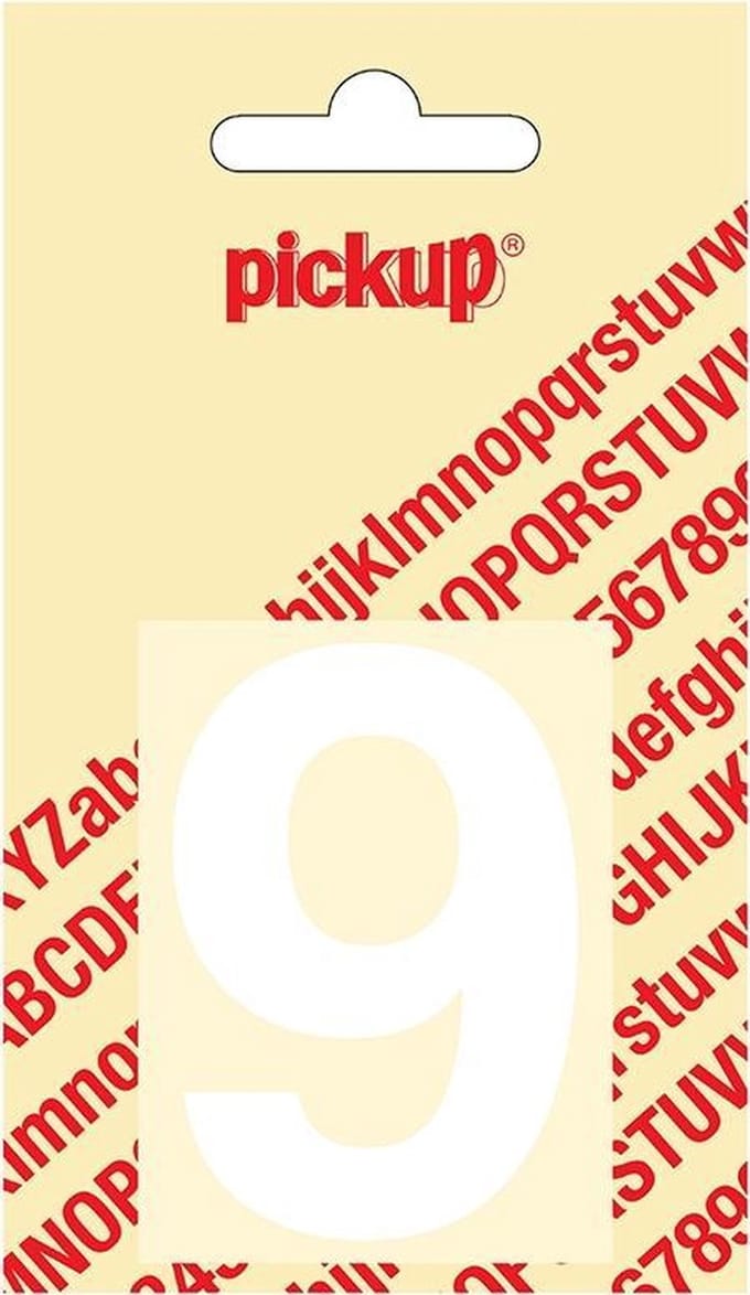 Pickup plakcijfer Helvetica 60 mm - wit 9