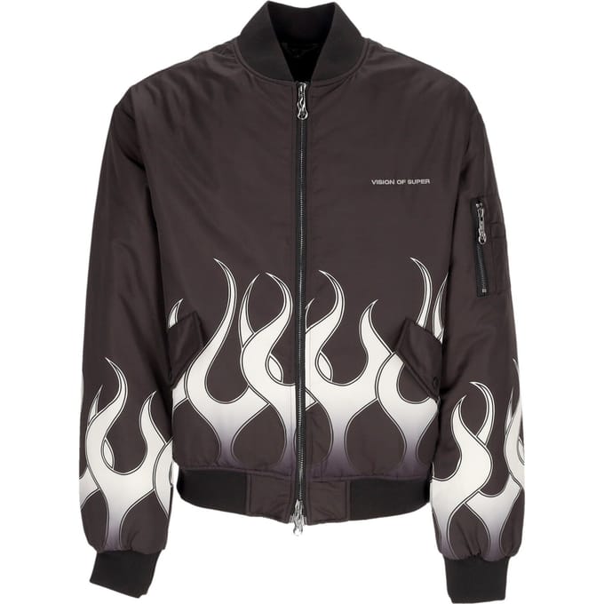 Flames Bomber Heren Bomberjack Zwart/wit