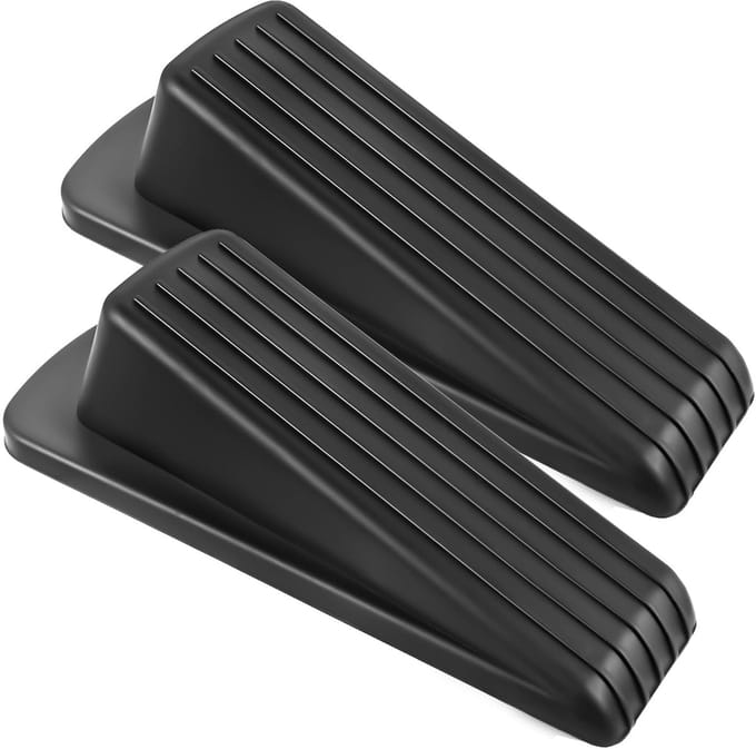 Deurstoppers rubber - Deurwiggen - Deuren openhouden - Stapelbaar ontwerp - Set van 2 - Zwart