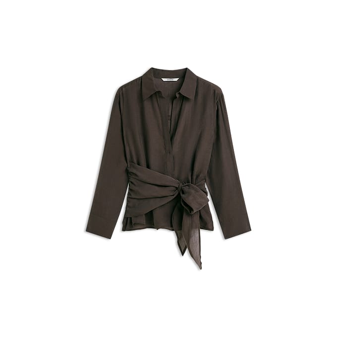 Summum Top Wrap Lyocell Blend Blouses Donkerbruin 2s3521-12492