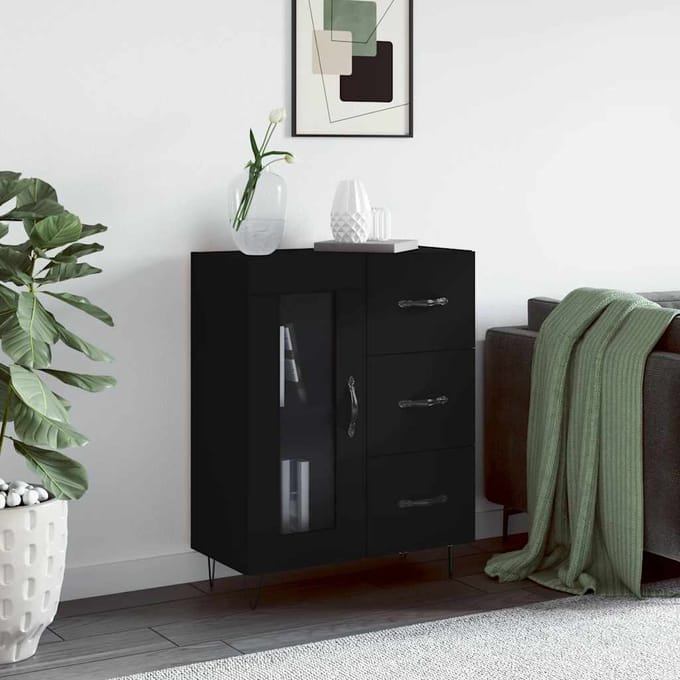 vidaXL - Dressoir - 69,5x34x90 - cm - bewerkt - hout - zwart