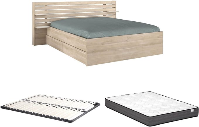 Vente-unique Bedframe hout natuurlijk licht 160 x 200 cm