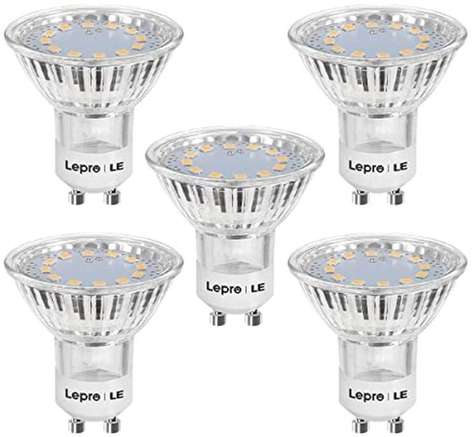 GU10 LED-lampen, 3W, 250 lumen, 2700 Kelvin warmwit, Set van 5