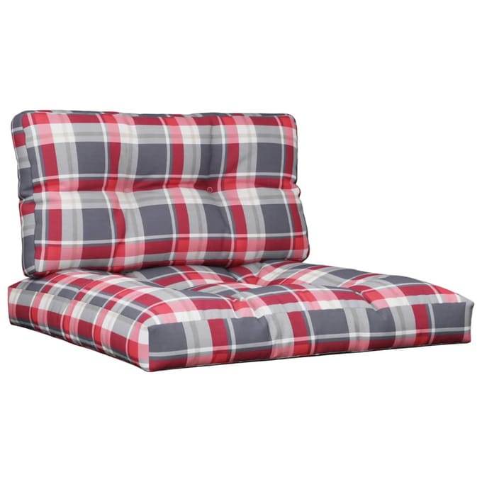 vidaXL - Palletkussens - 2 - st - stof - ruitpatroon - rood