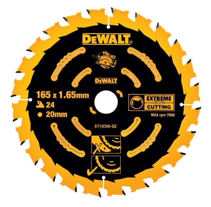 DEWALT EXTREME Framing Serie - Cirkelzaagblad - 165mm - 24 Tanden - C3 Carbide