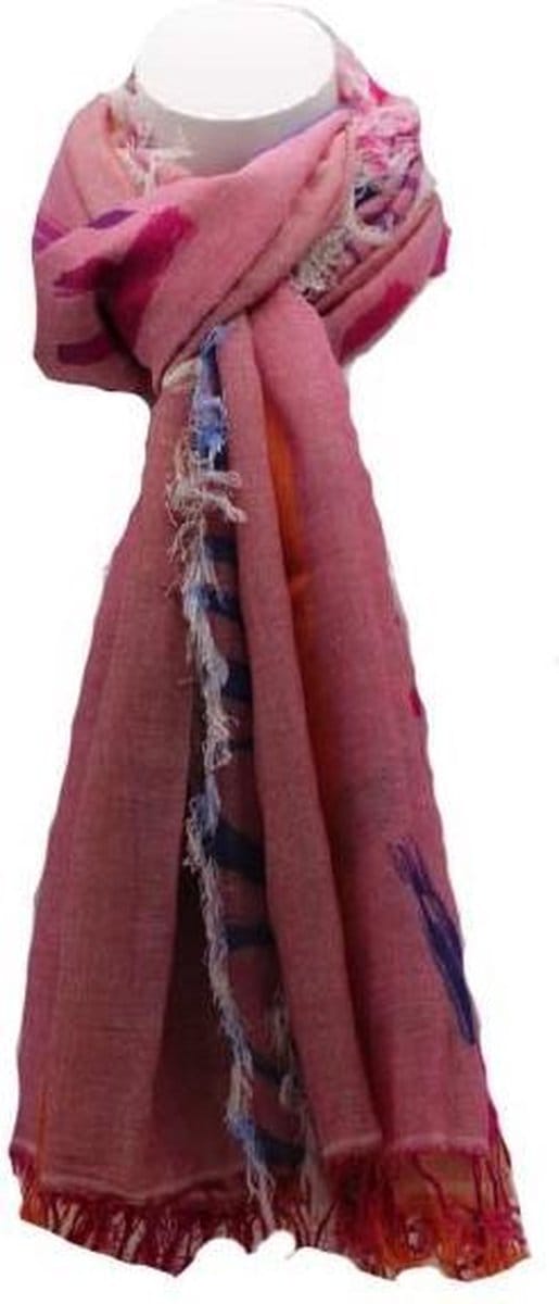 Sjaal Dames Zomer Sjaal Roze met een print van Letters