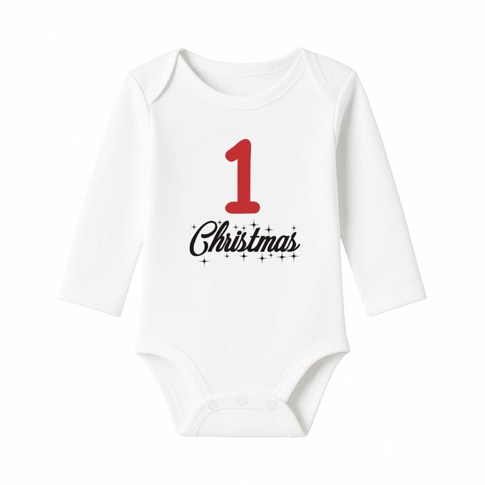 Romper 1st Christmas - wit - lange mouw