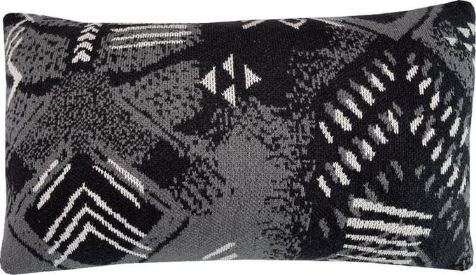Funny block dye knitted cushion black