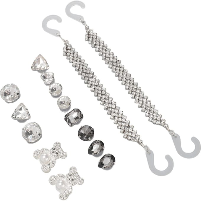 15 stuks Bling Schoenaccessoires Plastic Legering Sprankelend Eenvoudig te Installeren Duurzaam Gat Schoen Decoraties white