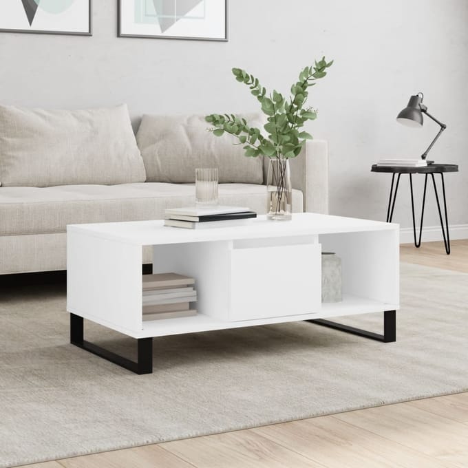 vidaXL - Salontafel - 90x50x36,5 - cm - bewerkt - hout - wit