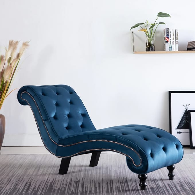 Vidaxl Ligstoel, Blauw, Bekleed met Fluweel