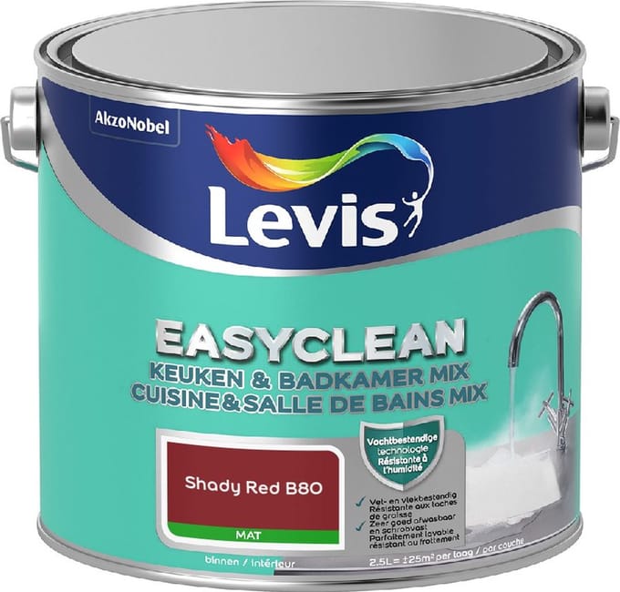 Levis - Easyclean Keuken & Badkamer Mix - Shady Red B80 - Mengverf - 2,5 L