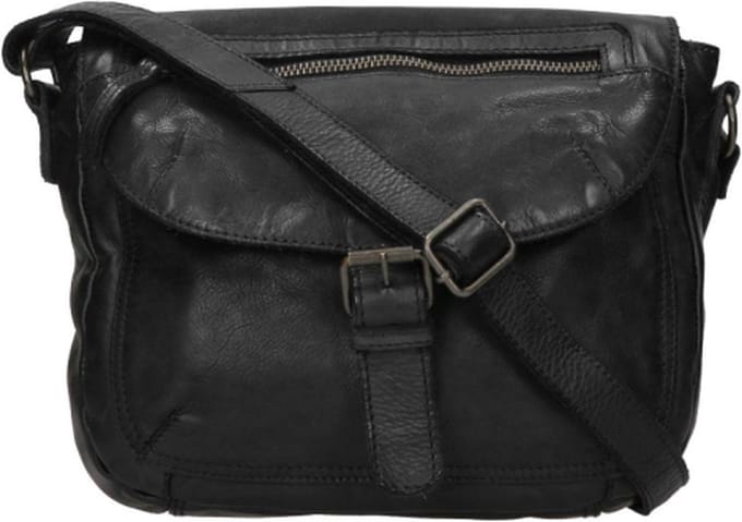 Bear Design Medium Crossbodytas / Schoudertas Dames - Leer - Mattea - Zwart
