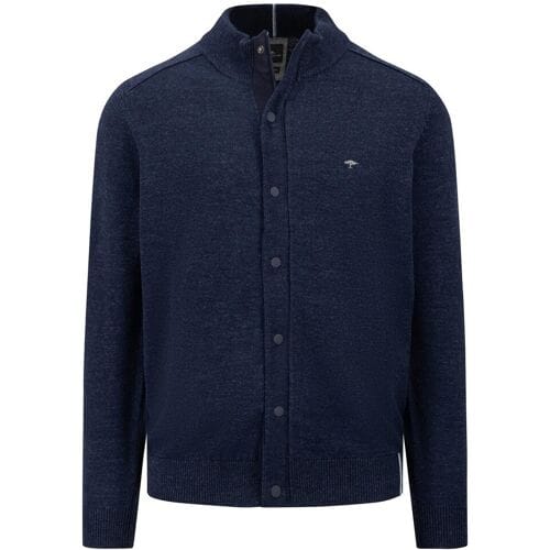 Fynch-Hatton Vest Uni Color Cardigan Cotton Wool Navy / male