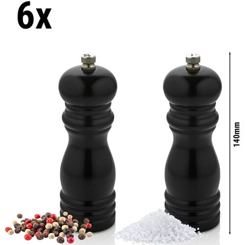 GGM Gastro (6 Stück) Set aus Pfeffer- & Salzmühle - Höhe: 140mm