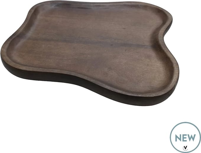 Decoratie dienblad Breckenridge | walnut | Ø35 x H35 cm