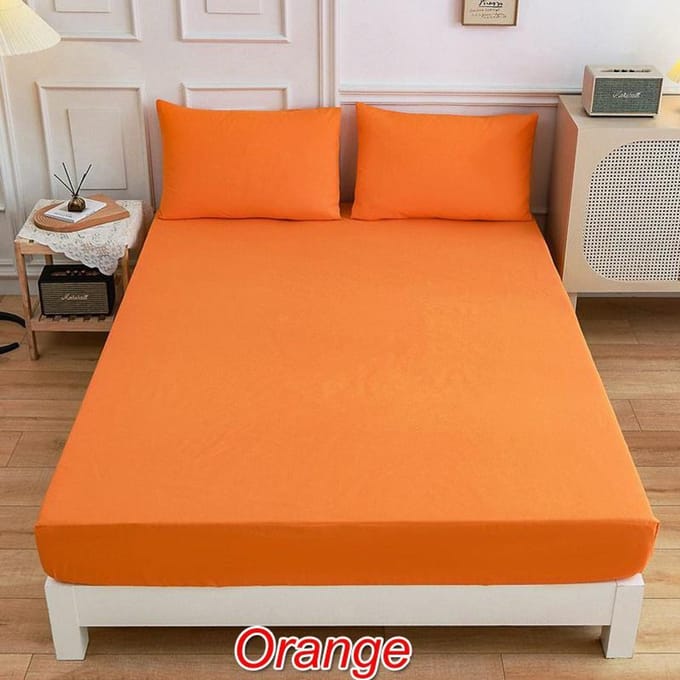 Nouvel Arrivage 15 Couleurs Drap Housse Élastique Poches Profondes 12 Pouces Microfibre Brossée Housse de Matelas Ensemble Taille Twin Full Queen King 2xPillowcases orange