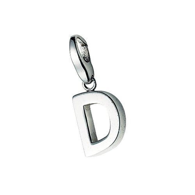 Charm | bedel | zilver | letter | D | zirkonia