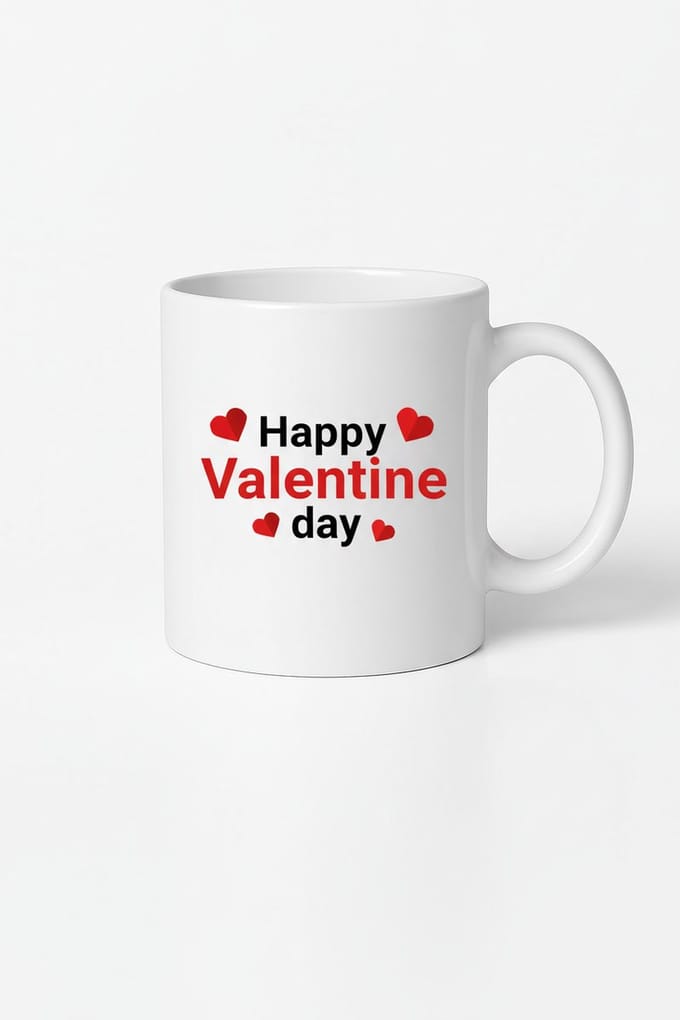 Valentijn Mok "Happy Valentine Day" met Hartjes | Romantisch Liefdes Cadeau