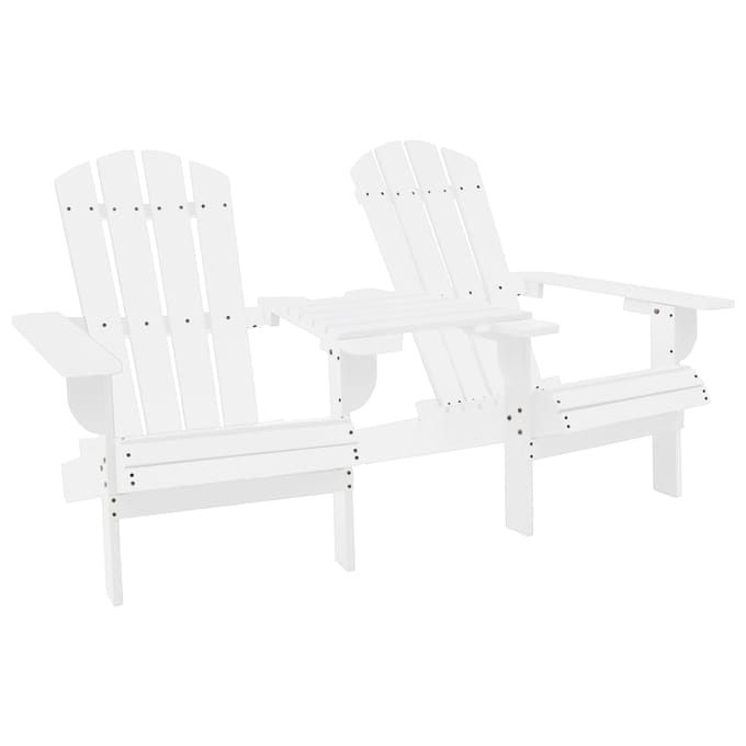 vidaXL - Tuinstoelen - Adirondack - met - tafeltje - massief - vurenhout - wit