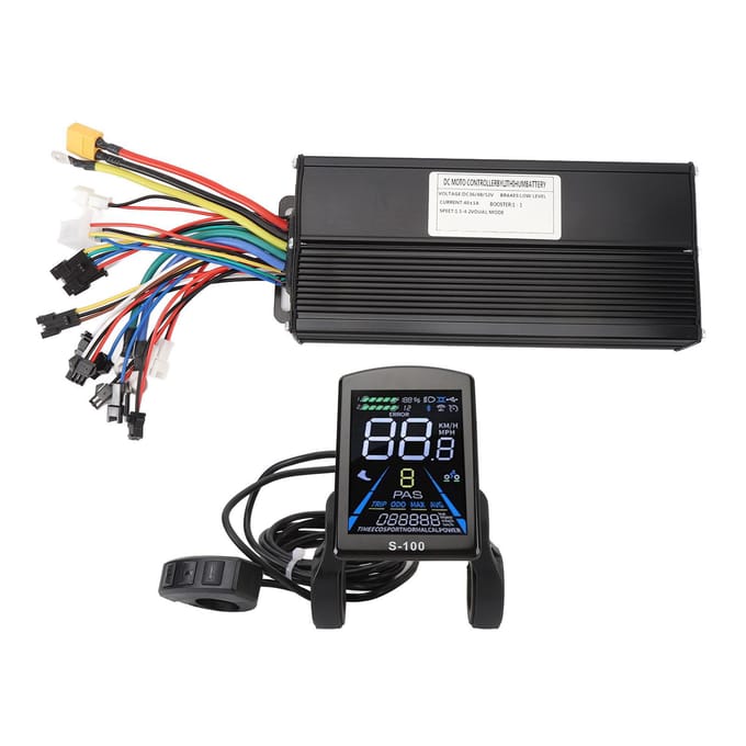 Elektrische Fiets Conversie Kit 40A 3 Modes Sinusgolf Motor Controller S 100 Kleurenscherm Paneel 20X Gashendel 8 gray