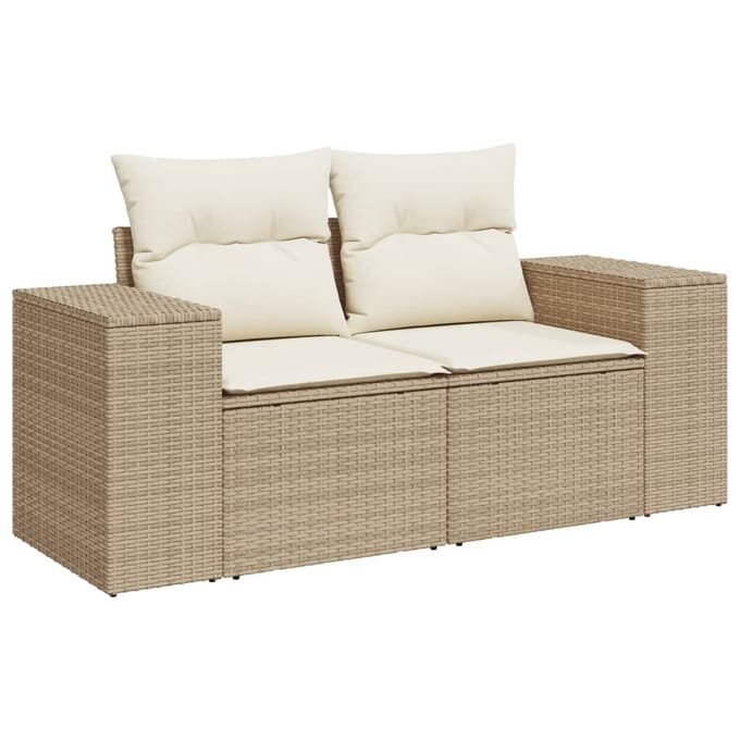 vidaXL - 7-delige - Loungeset - met - kussens - poly - rattan - beige