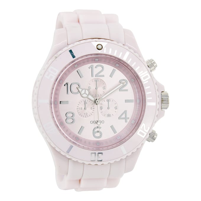 OOZOO Timepieces - Oud roze horloge met oud roze rubber band - C4823
