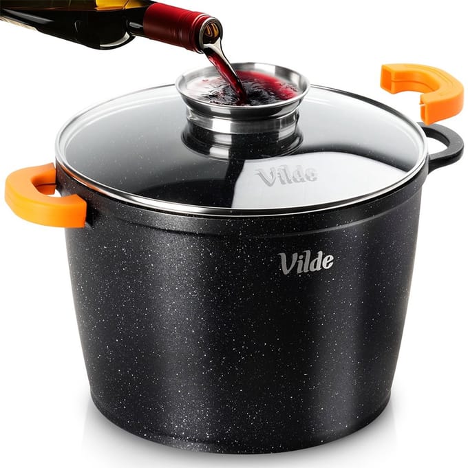 Kookpan Graniet met Glazen Deksel 24 cm, 6,7 l - Kookpot - Soeppan