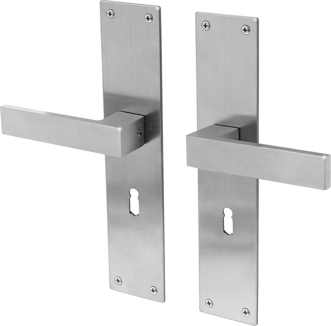 Lavuzo deurkruk Trapini RVS | Deurklink op schild SL56 | Per set | Deurkruk