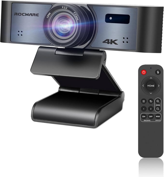 Webcam 4K Ultra HD met AI Tracking en Auto Framing - USB 3.0 voor Laptop en Conferenties