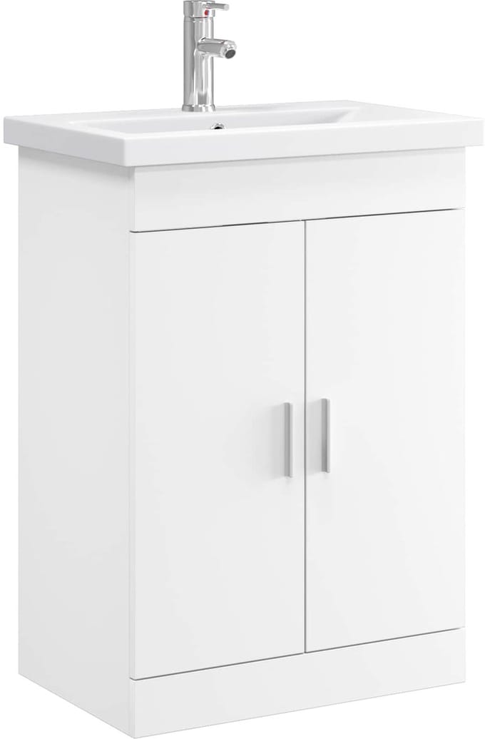 vidaXL - Badkamermeubel - Set - Wit - 61 - x - 40 - x - 84,5 - cm - Bewerkt - hout