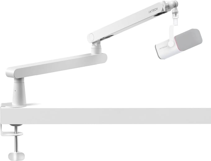 SnelShoppen - Verstelbare Microfoonarm, 360° Draaibare Microfoonstandaard, Low Profile Microfoonboomarm met Universele Houder, Compleet Verstelbaar vo
