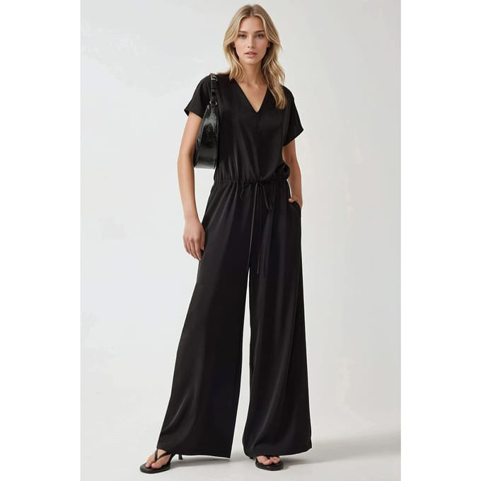 Wijde Croptop Jumpsuit met V-hals