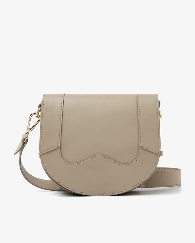 VIA VAI Mae Lizzy crossbody tas dames - taupe leer