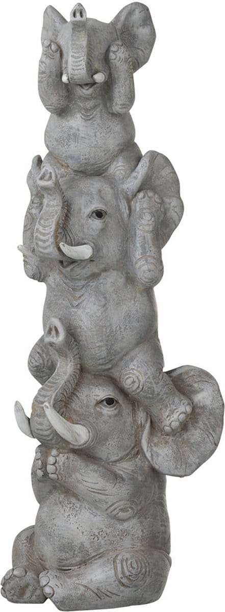 J-Line figuur Olifant Horen/Zien/Zwijgen - polyresin - grijs