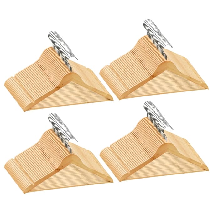 vidaXL - 100-delige - Kledinghangerset - anti-slip - hardhout
