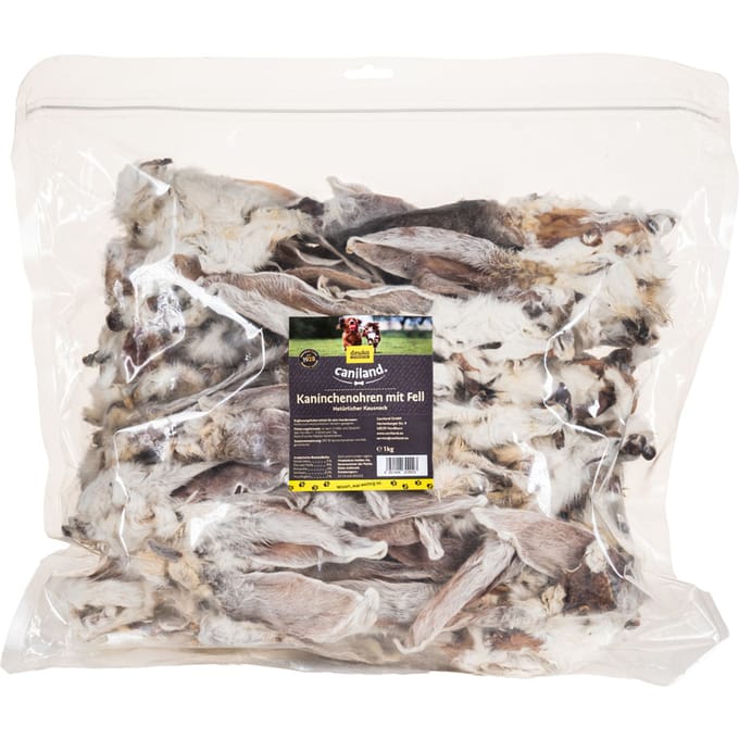 Voordeelverpakking : 6x1kg Caniland konijnenoren met bont hondensnacks