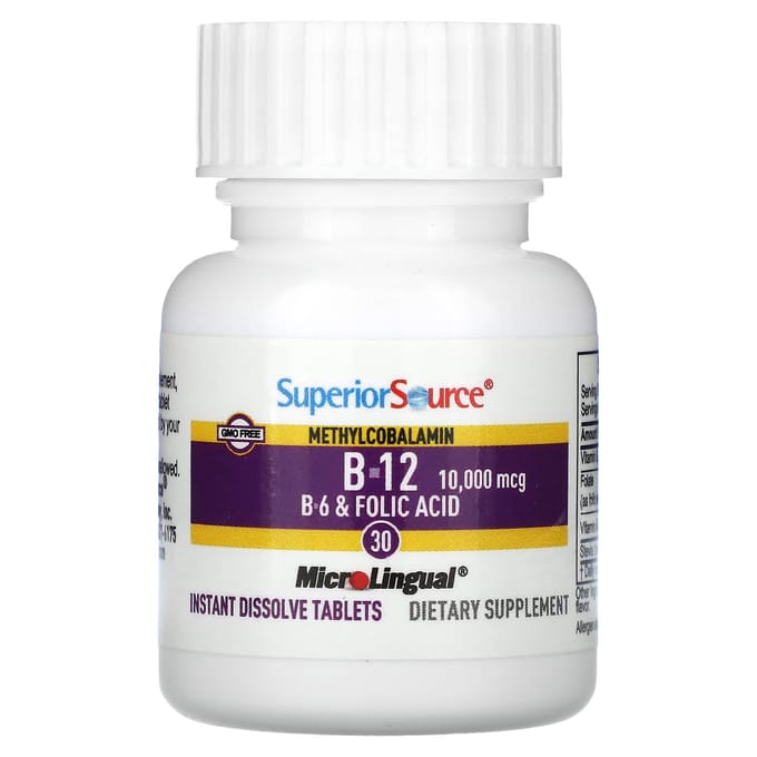 Methylcobalamine B-12, B-6 en Foliumzuur, Direct Oplosbaar Microlinguaal 30 Tabletten