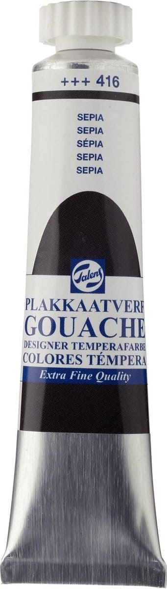 Plakkaatverf - 416 Sepia - Gouache extra fine - Talens - 20 ml