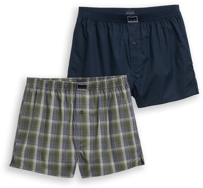 Tom Tailor - Boxershorts met ruitjespatroon, set van 2 - Maat S/4 - green-dark-check