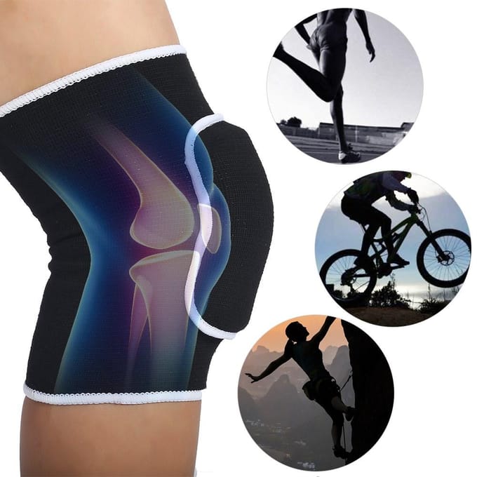 Unisex Elastische Kniebeschermer Wrap Beschermer Steunband (Zwart) white