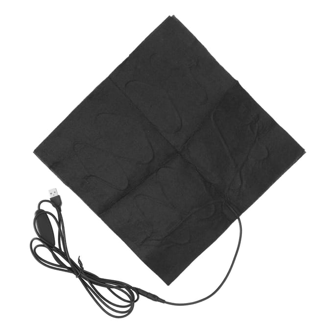 Verwarmingskussen 30x30cm Instelbare Temperatuur Snel Verwarmend Opvouwbaar USB DC 5V voor Thuis Kantoor black