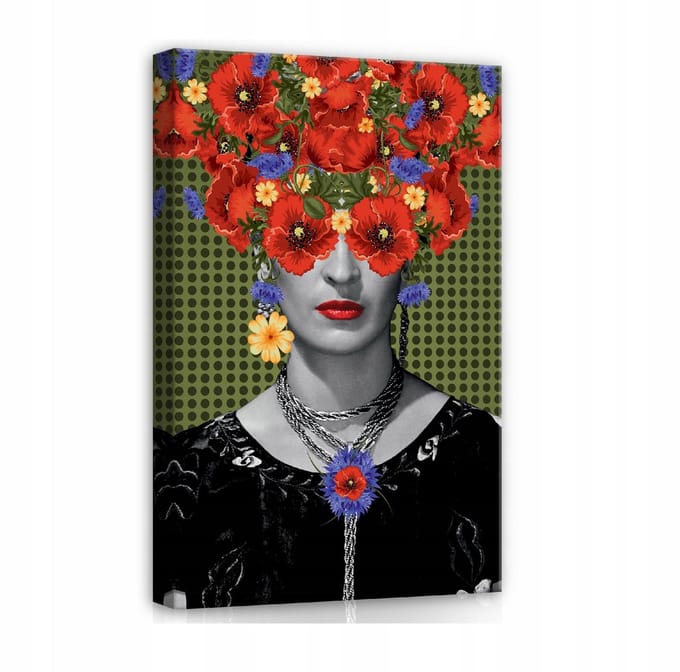 WALLARENA - Canvas schilderij - 60x40 cm - Frida Kahlo schilderij voor de woonkamer, modern design