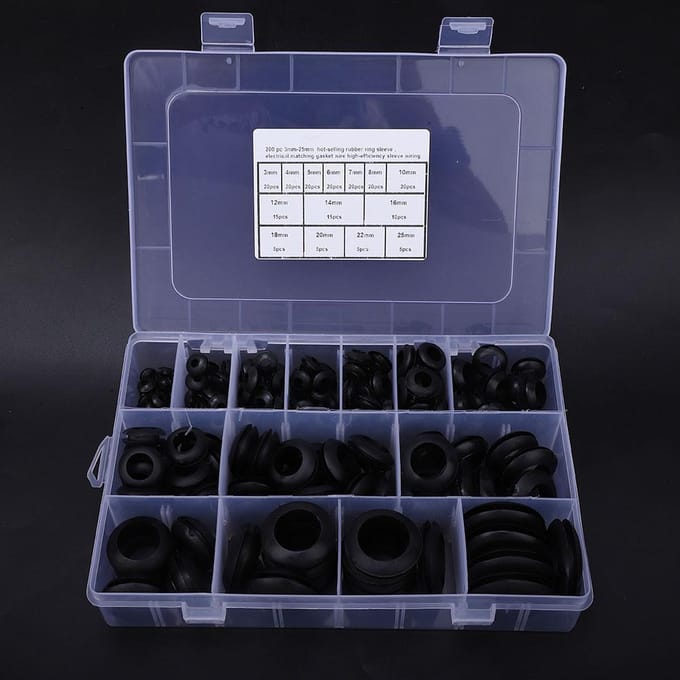 200 Stuks Kabelboom Doorvoerrubbers Rubberen Borgring Afdekgat 3 25mm Bedrading Kabelpakking blue