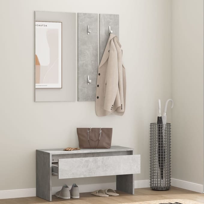 vidaXL - Garderobe - set - bewerkt - hout - betongrijs