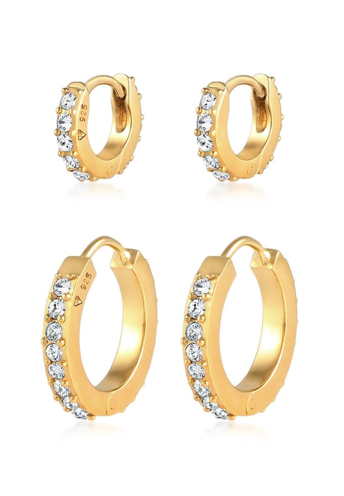 Elli Dames Oorbellen 2er Set Kristalle 925 Silber