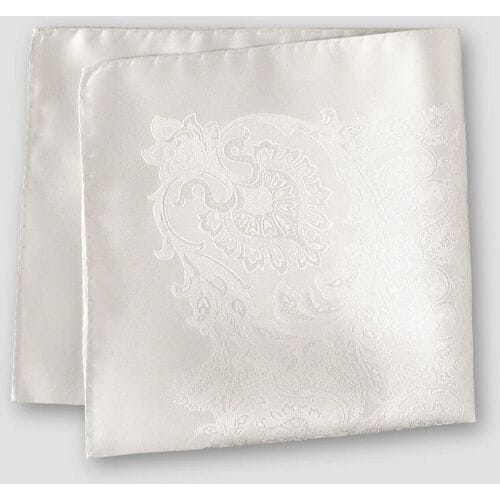 Eton Pochet Silk Woven Paisley Silver / male